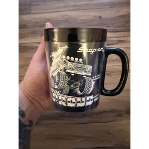 Snap-on Drivin Proud Black Plastic Insulated Coffee Mug Truck Vintage Logo